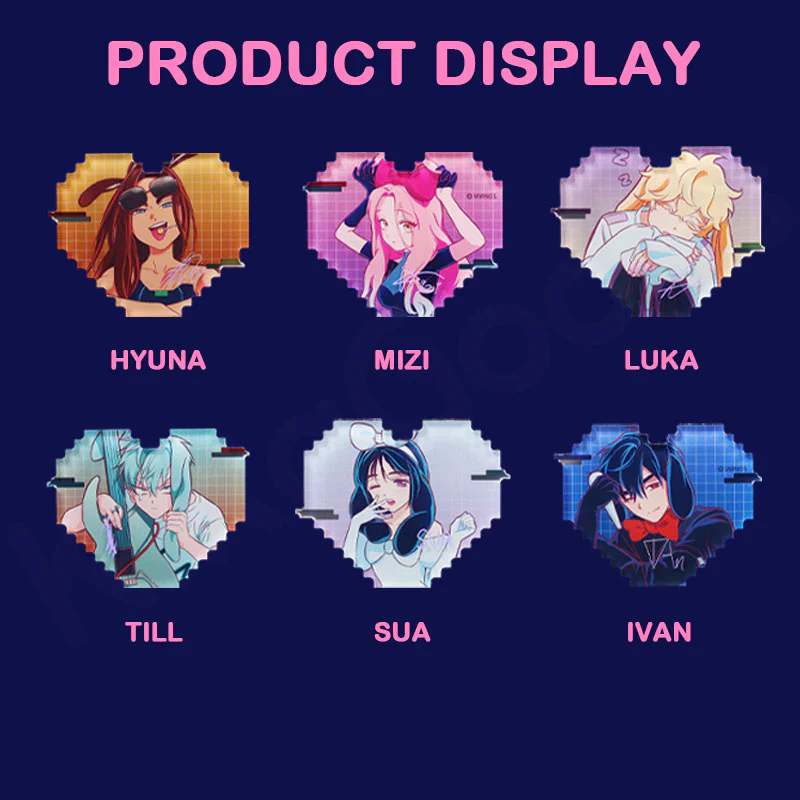 Alien Stage Rabbit Series Pixel Heart Acrylic Refrigerator Sticker Blind Box - Image 3