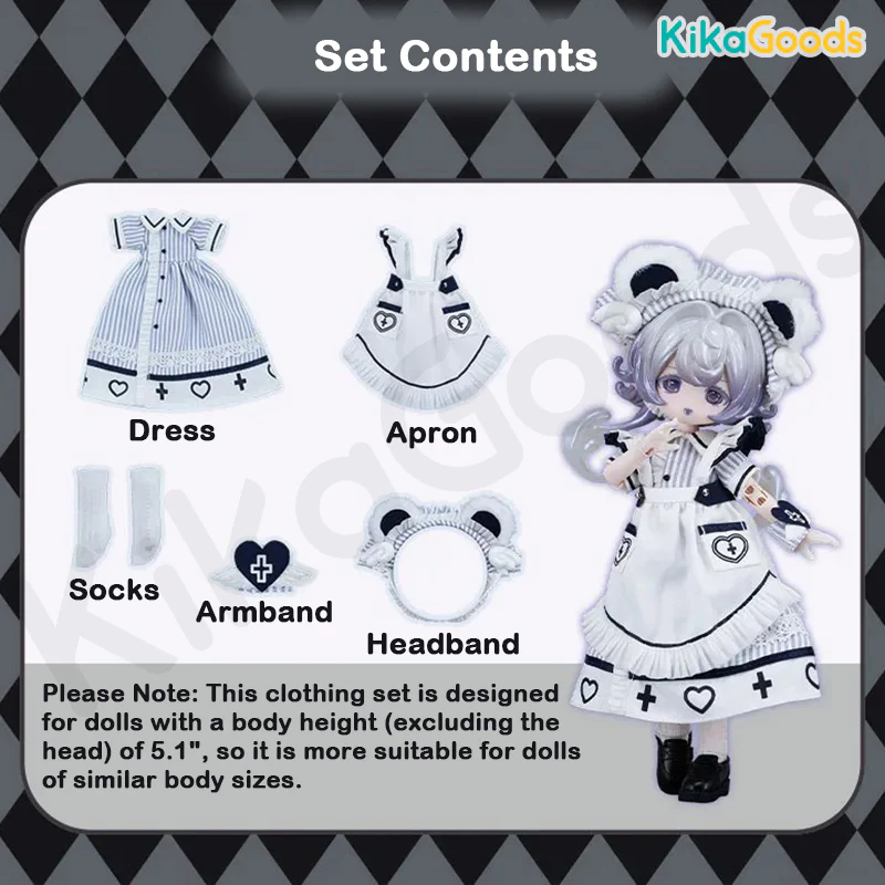 Daily Series Bear Cross Knot 1/12 BJD Clothing Set - Image 3