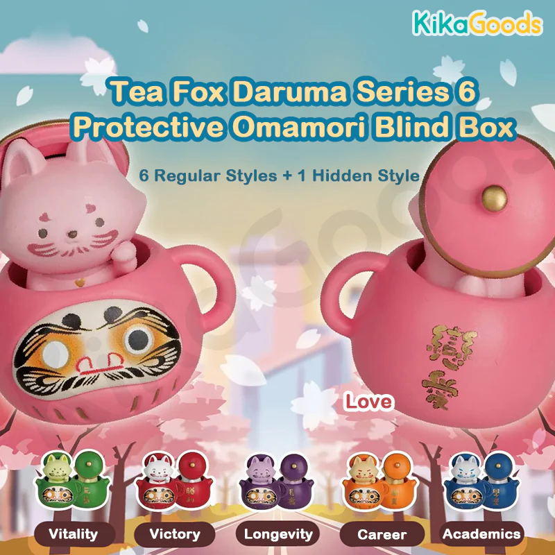 Tea Fox Daruma Series 6 Protective Omamori Blind Box - Image 4